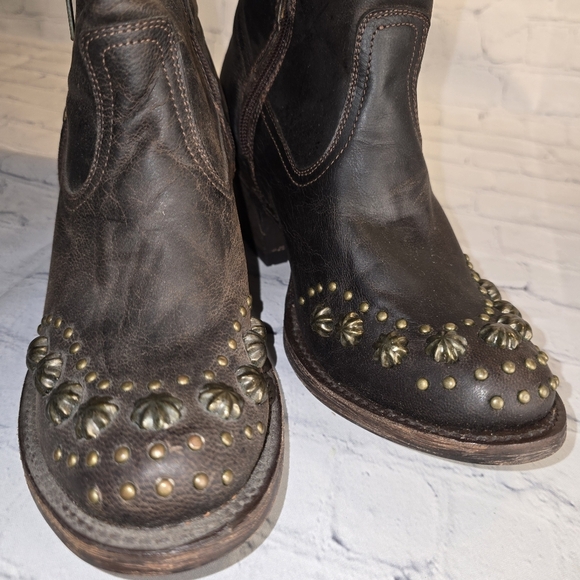Denver Mountain Boots Studded Dark Brown Leather Women's Boots Size 7 - Picture 2 of 10